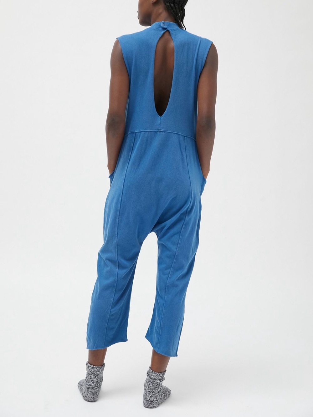 Out From Under Austin Sleeveless Blue Keyhole Back cotton loose fit Jumpsuit